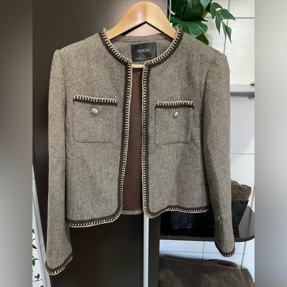 Goelia retro brown washable woolen jacket size S